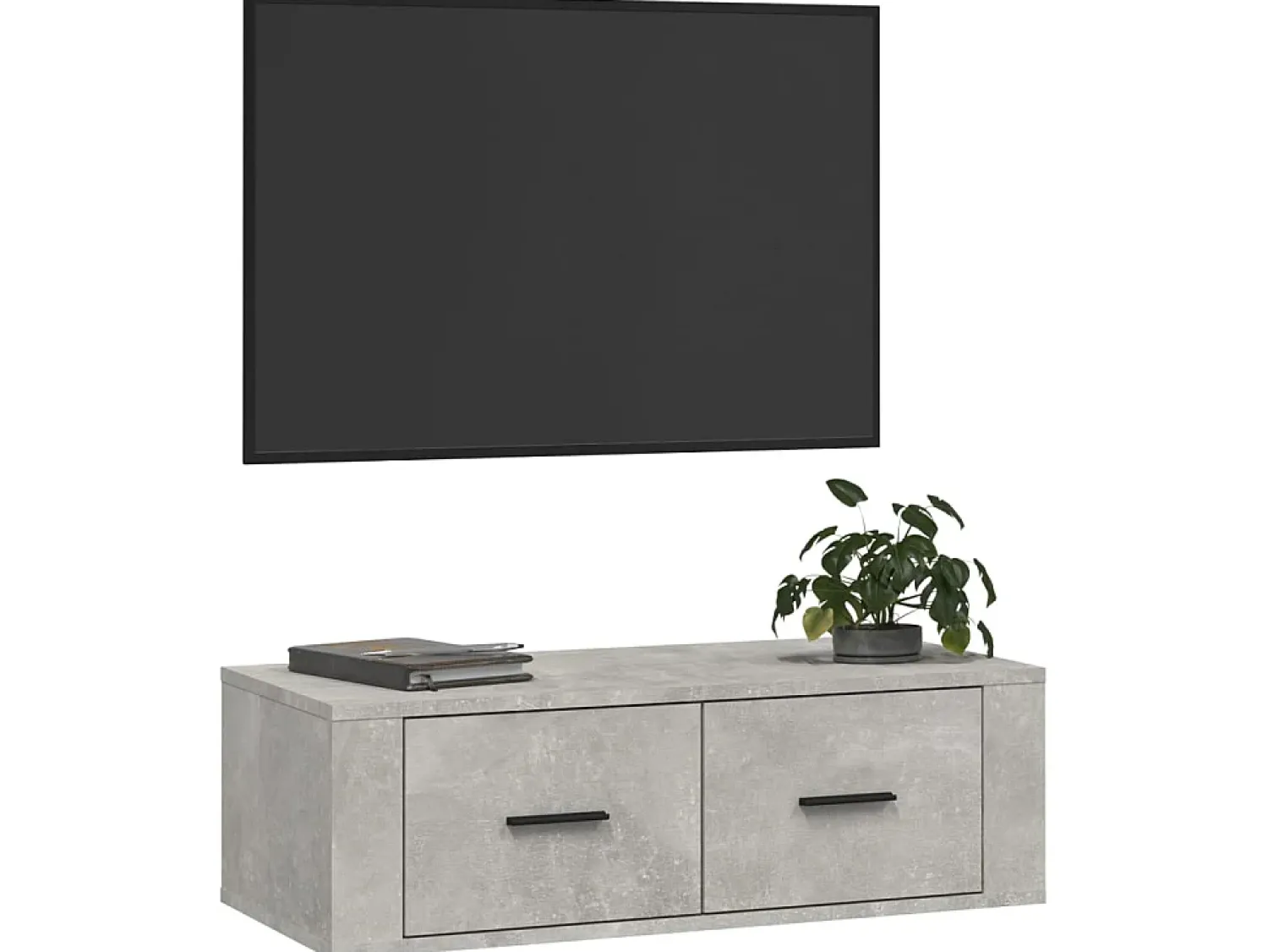 Armário TV suspenso 80x36x25 cm derivados madeira cinza cimento PT630882^ Móvel De Tv
