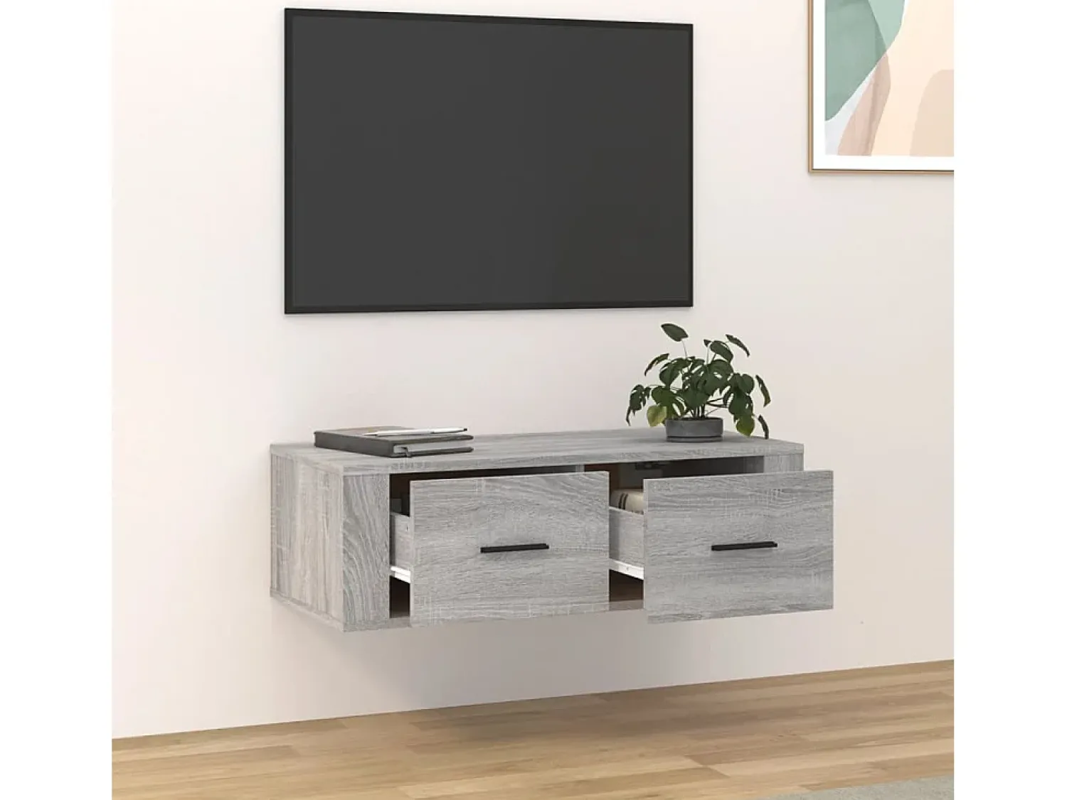 Móvel De Tv* Armário TV suspenso 80x36x25 cm derivados madeira cinza sonoma PT817238 Cinzento