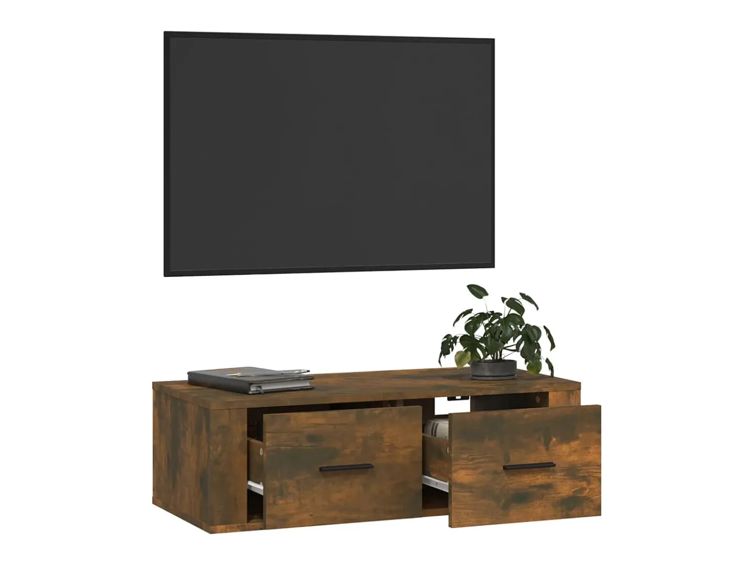 Móvel De Tv* Armário TV suspenso 80x36x25 cm deriv. madeira carvalho fumado PT817471 Castanho