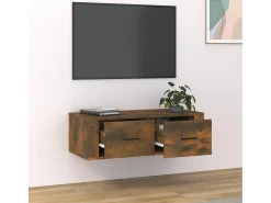 Móvel De Tv* Armário TV suspenso 80x36x25 cm deriv. madeira carvalho fumado PT817471 Castanho
