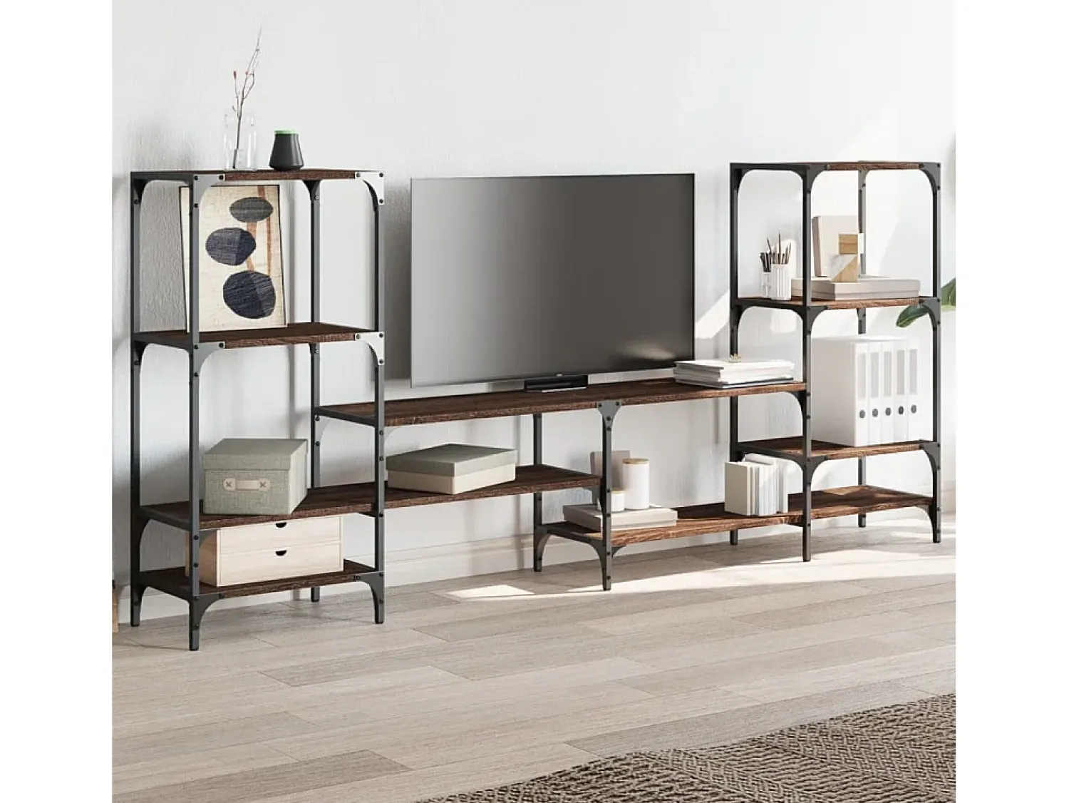 Móvel De Tv* Armário TV 206,5x28,5x95cm derivados madeira carvalho PT910375 Castanho