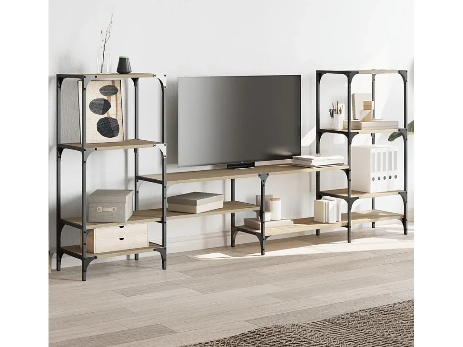 Clearance Armário TV 206,5x28,5x95cm derivados de madeira carvalho sonoma PT893459 Castanho