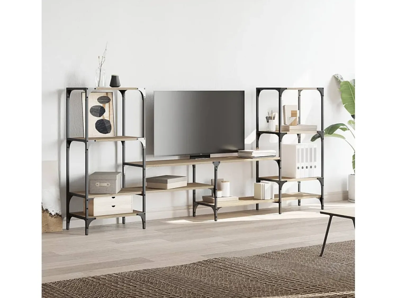 Clearance Armário TV 206,5x28,5x95cm derivados de madeira carvalho sonoma PT893459 Castanho