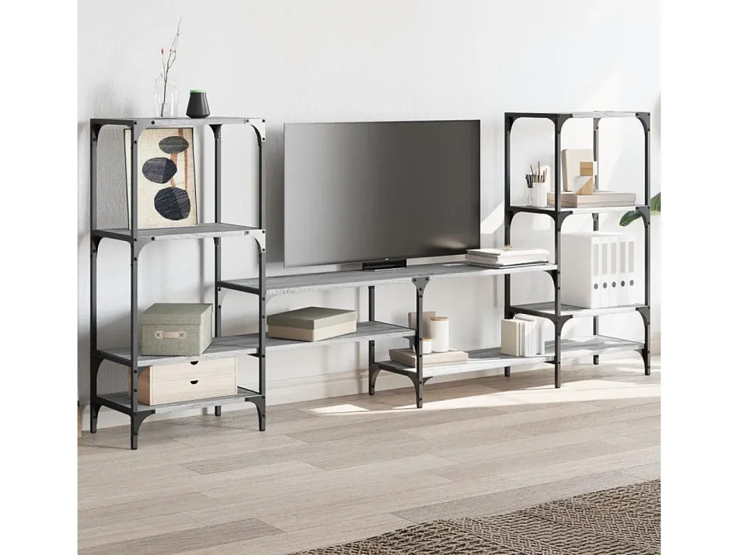 Móvel De Tv* Armário TV 206,5x28,5x95cm derivados de madeira sonoma PT229340 Cinzento
