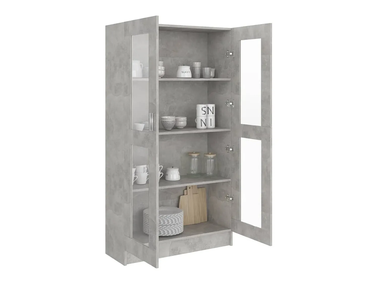 Vitrina| Armário vitrine derivados de madeira cimento PT312647 Cinzento