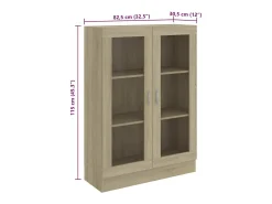 Vitrina|vidaxl Armário vitrine derivados de madeira carvalho sonoma Castanho