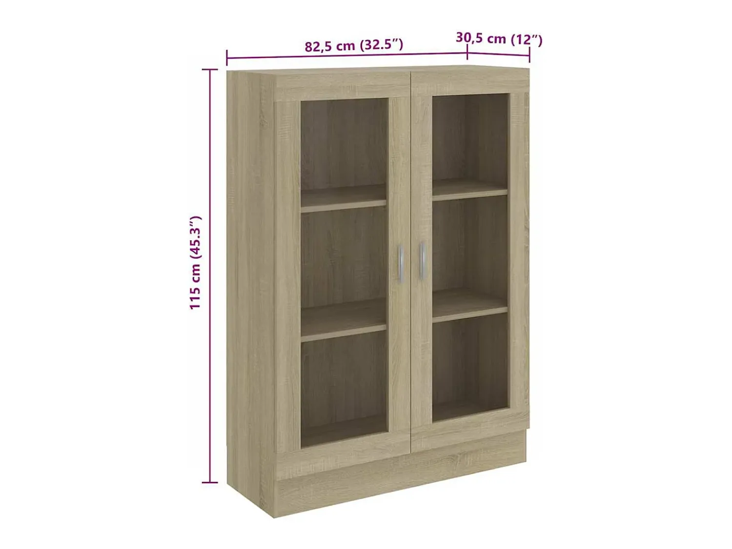Vitrina|vidaxl Armário vitrine derivados de madeira carvalho sonoma Castanho