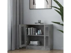 Sale Armário vitrine derivados de madeira cinza cimento PT982935 Cinzento