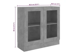 Vitrina*vidaxl Armário vitrine derivados de madeira cinza cimento Cinzento