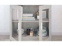 Vitrina*vidaxl Armário vitrine derivados de madeira cinza cimento Cinzento