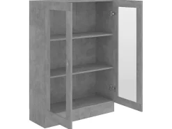 Vitrina* Armário vitrine derivados de madeira cinza cimento PT198835 Cinzento