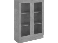 Vitrina* Armário vitrine derivados de madeira cinza cimento PT198835 Cinzento