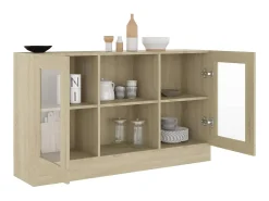 Vitrina| Armário vitrine derivados de madeira carvalho sonoma PT933257 Castanho