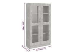 Vitrina|vidaxl Armário vitrine derivados de madeira cimento Cinzento