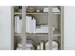 Vitrina|vidaxl Armário vitrine derivados de madeira cinza cimento Cinzento