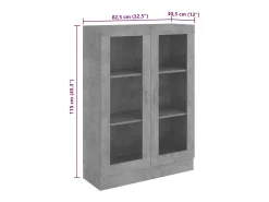 Vitrina|vidaxl Armário vitrine derivados de madeira cinza cimento Cinzento