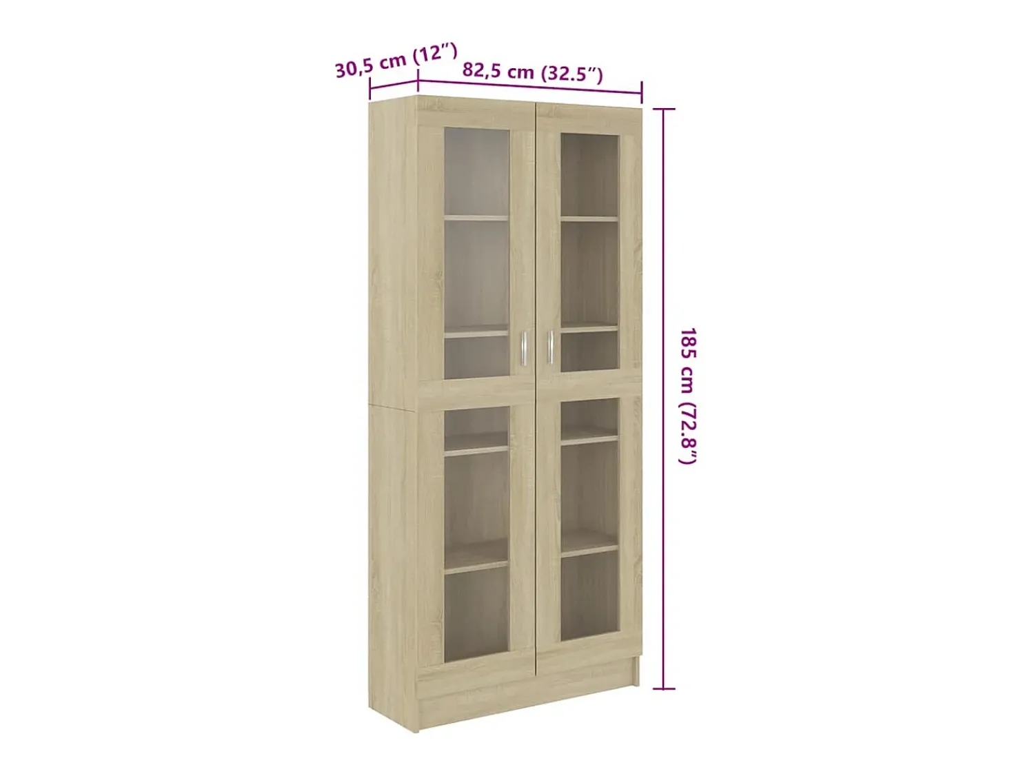 vidaxl Armário vitrine derivados de madeira carvalho sonoma Castanho