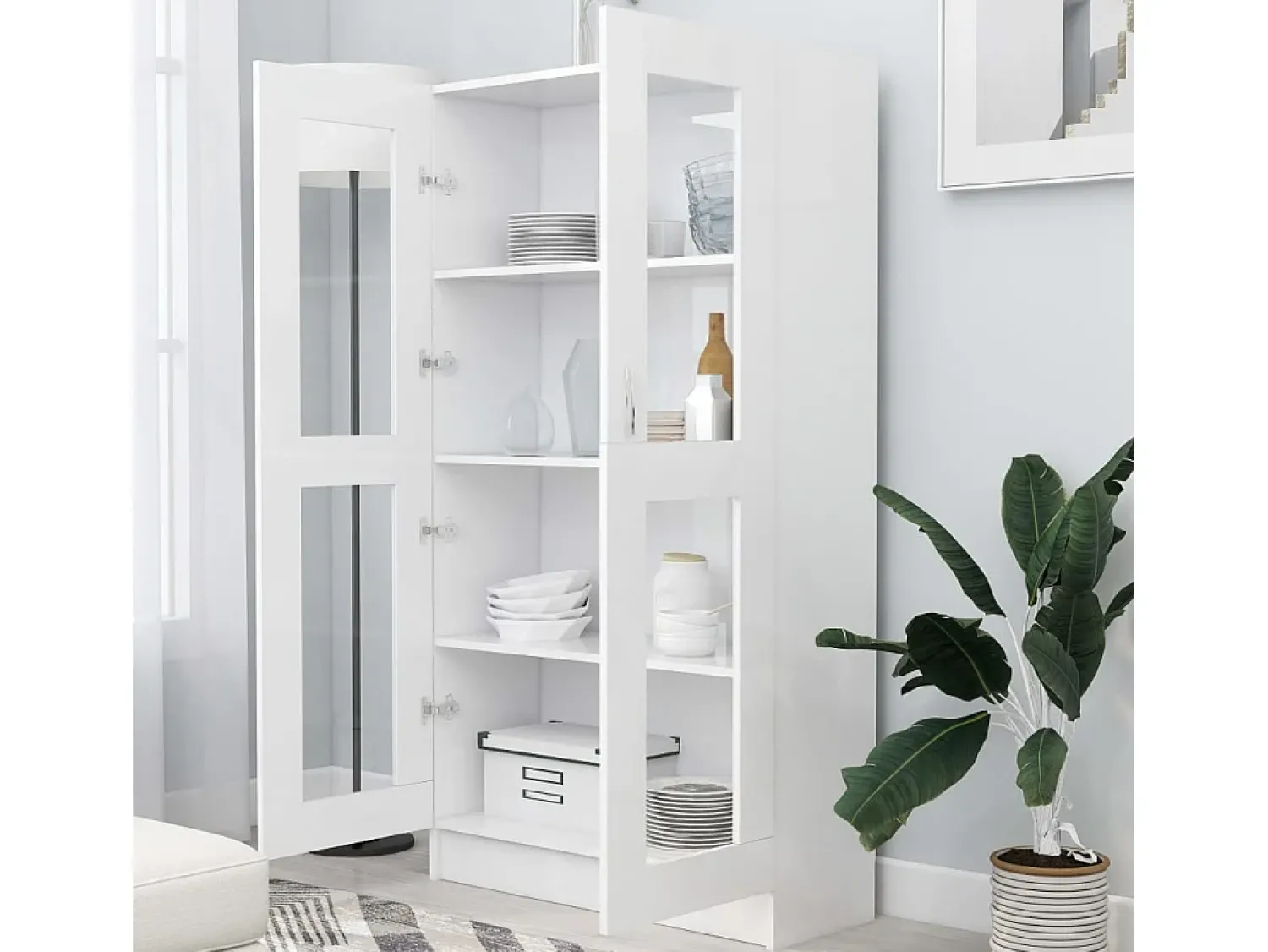 Vitrina| Armário vitrine 82,5x30,5x150 cm derivados de madeira PT107031 Branco
