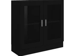 Vitrina| Armário vitrine 82,5x30,5x80 cm derivados de madeira PT671156 Preto