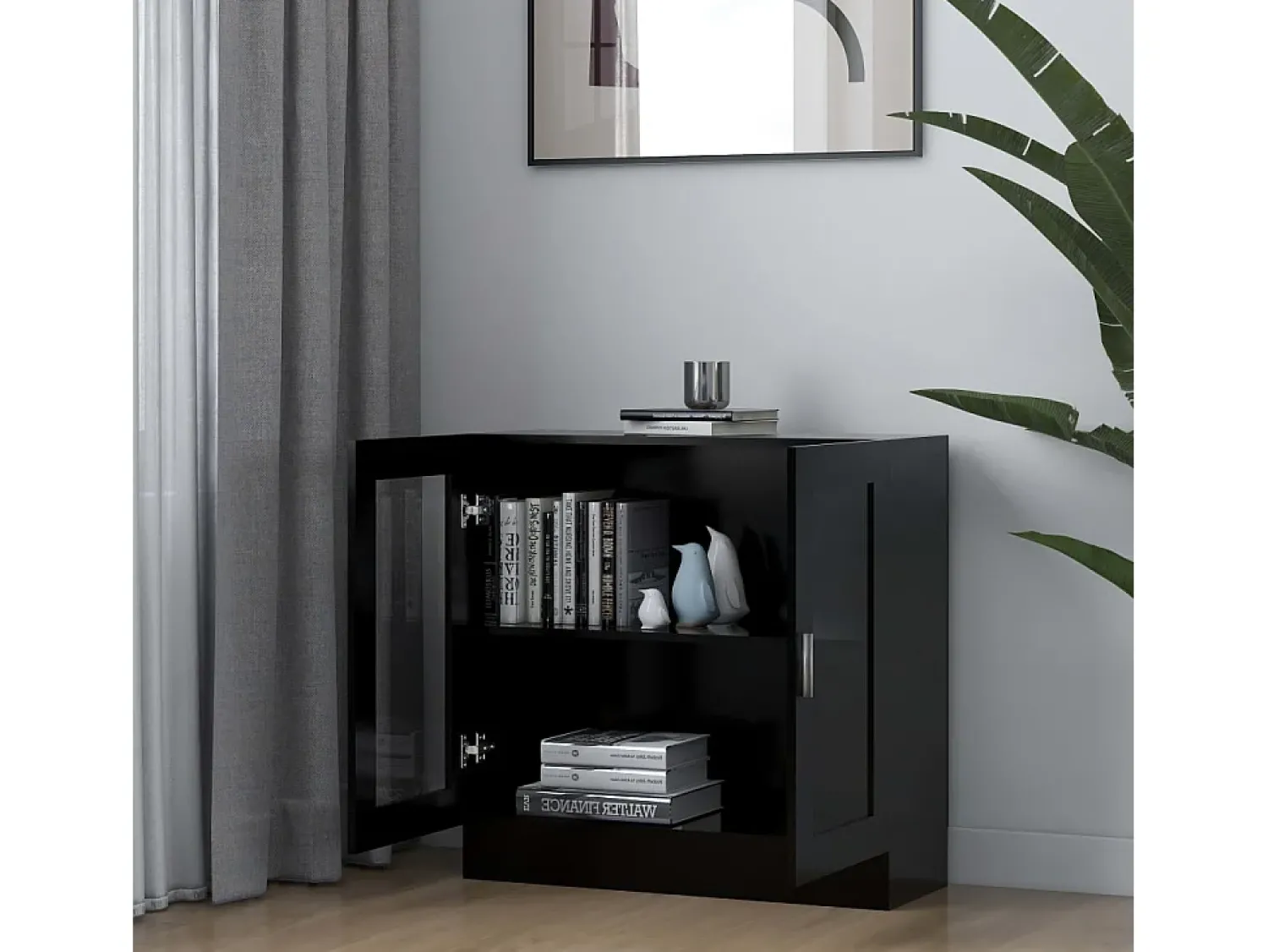 Vitrina| Armário vitrine 82,5x30,5x80 cm derivados de madeira PT671156 Preto