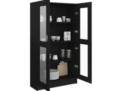 Vitrina* Armário vitrine 82,5x30,5x150 cm derivados de madeira PT151108 Preto