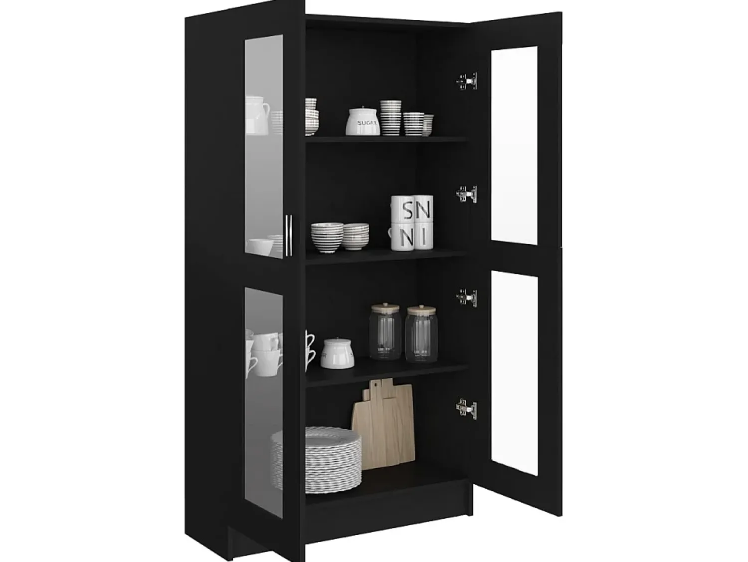 Vitrina* Armário vitrine 82,5x30,5x150 cm derivados de madeira PT151108 Preto