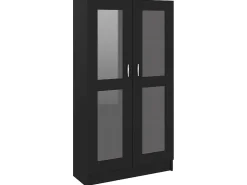 Vitrina* Armário vitrine 82,5x30,5x150 cm derivados de madeira PT151108 Preto