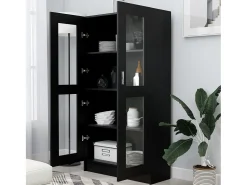Vitrina* Armário vitrine 82,5x30,5x150 cm derivados de madeira PT151108 Preto