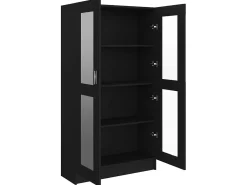 Vitrina* Armário vitrine 82,5x30,5x150 cm derivados de madeira PT151108 Preto