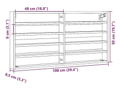 Vitrina*vidaxl Armário vitrine 100x8,5x50 cm derivados de madeira Preto