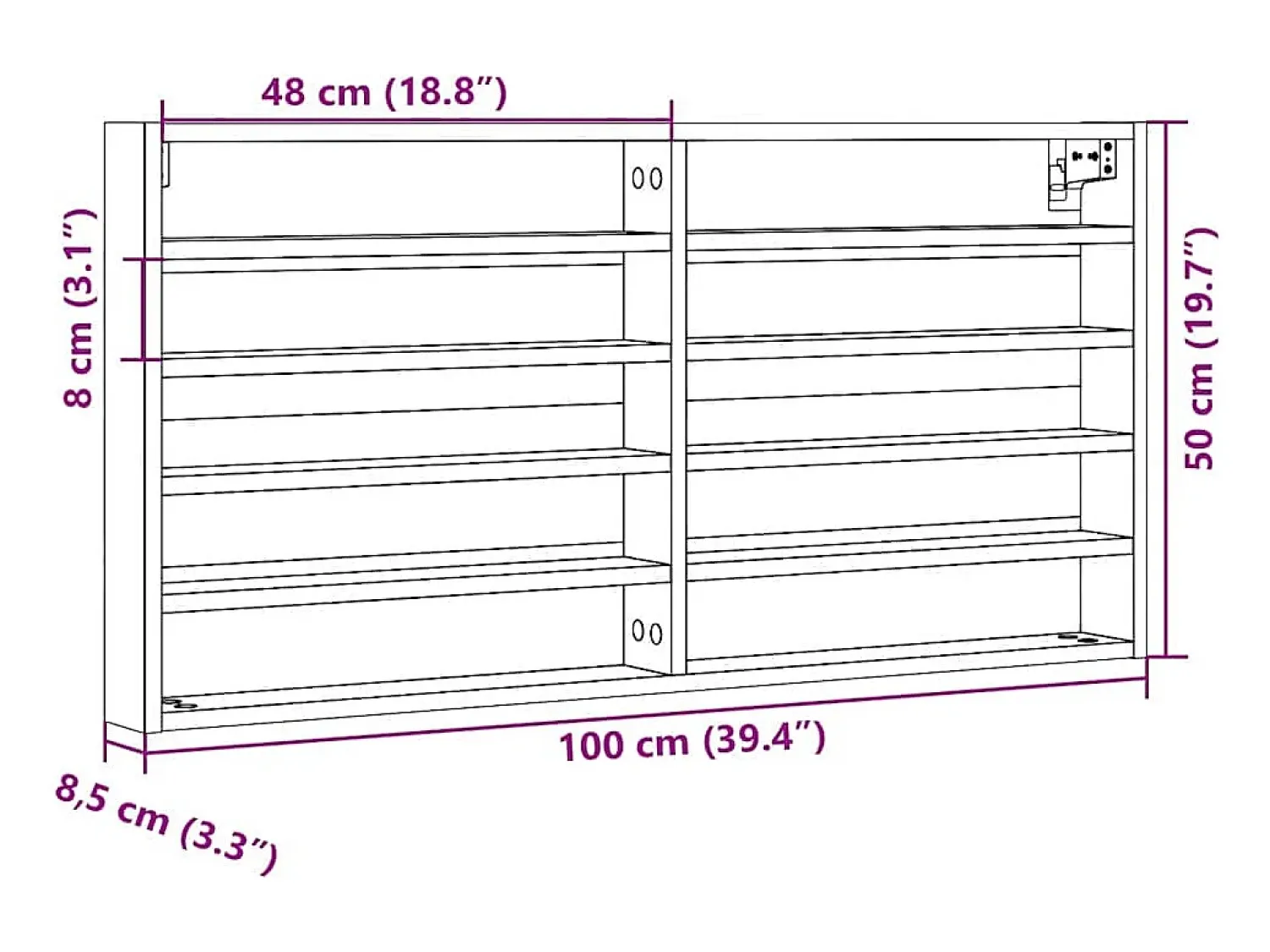 Vitrina*vidaxl Armário vitrine 100x8,5x50 cm derivados de madeira Preto