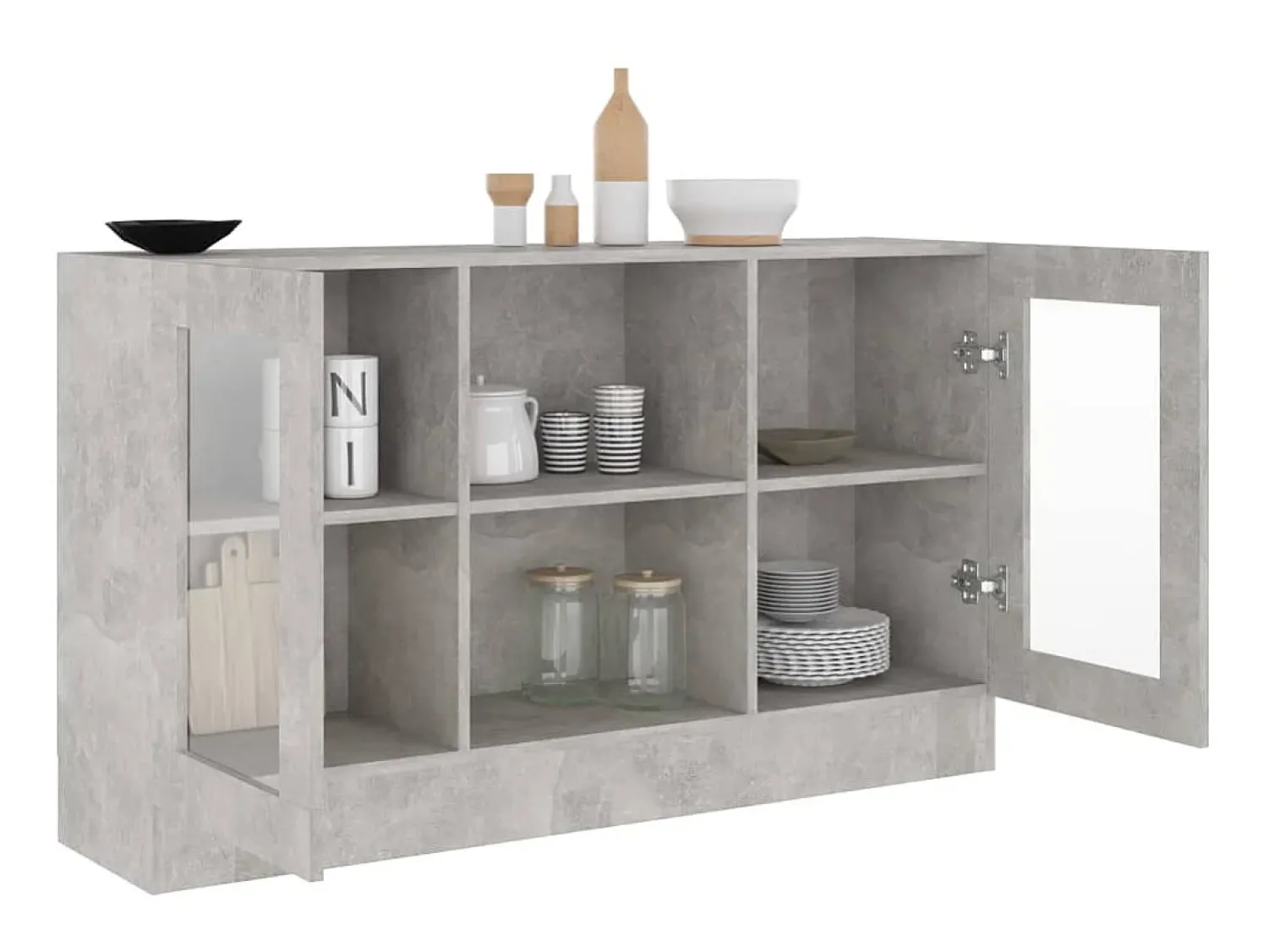 Vitrina* Armário vitrine 120x30,5x70 cm derivados madeira cinza cimento PT151623 Cinzento