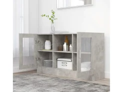 Vitrina* Armário vitrine 120x30,5x70 cm derivados madeira cinza cimento PT151623 Cinzento