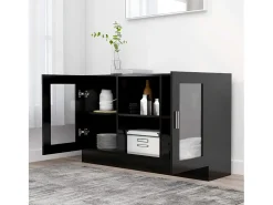 Vitrina* Armário vitrine 120x30,5x70 cm derivados de madeira PT505793 Preto