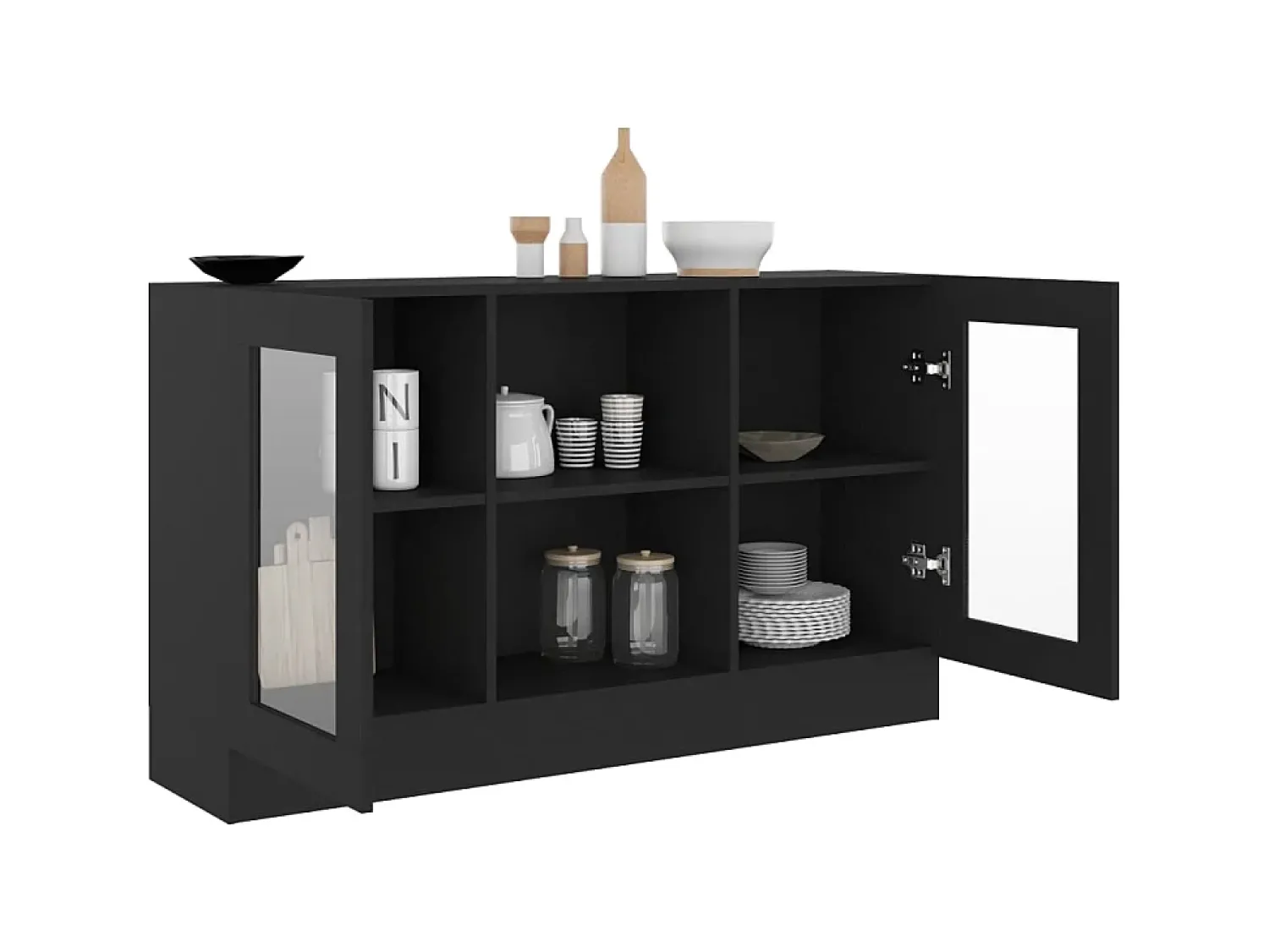 Vitrina* Armário vitrine 120x30,5x70 cm derivados de madeira PT505793 Preto