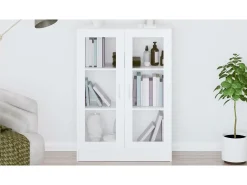 Vitrina|vidaxl Armário vitrine 82,5x30,5x115 cm derivados de madeira Branco