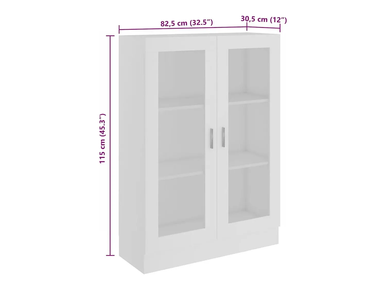 Vitrina|vidaxl Armário vitrine 82,5x30,5x115 cm derivados de madeira Branco