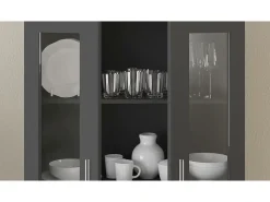 New vidaxl Armário vitrine 82,5x30,5x150 cm derivados de madeira Preto