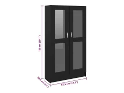 New vidaxl Armário vitrine 82,5x30,5x150 cm derivados de madeira Preto