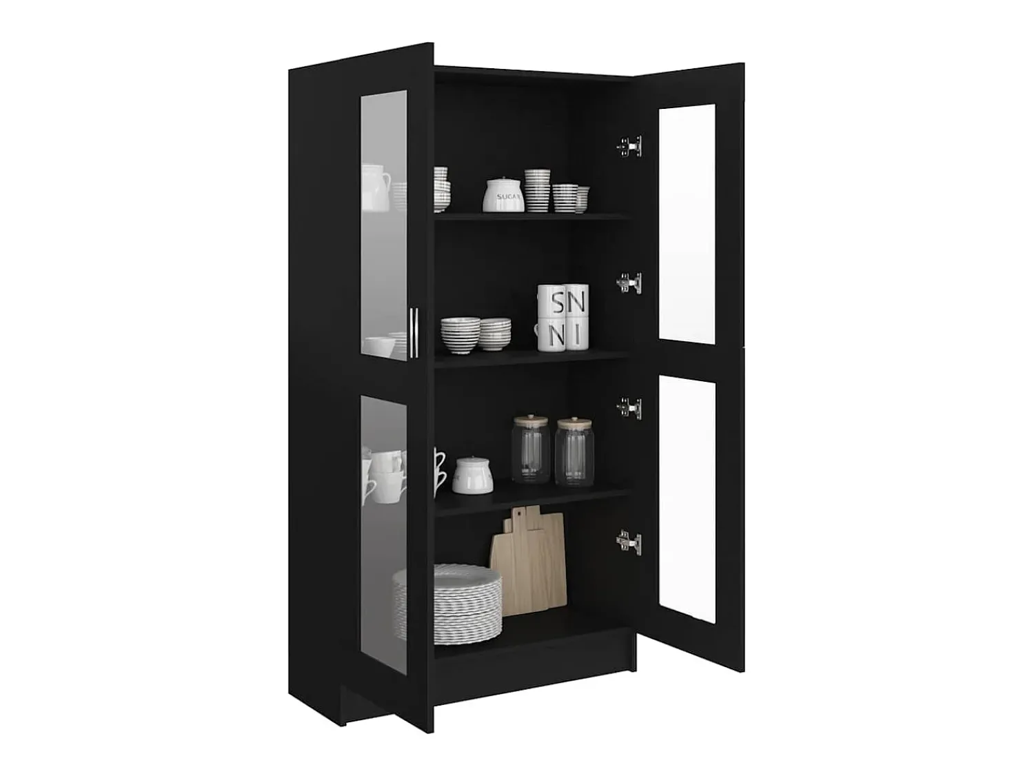 New vidaxl Armário vitrine 82,5x30,5x150 cm derivados de madeira Preto