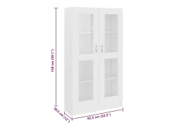 vidaxl Armário vitrine 82,5x30,5x150 cm derivados de madeira^ Vitrina