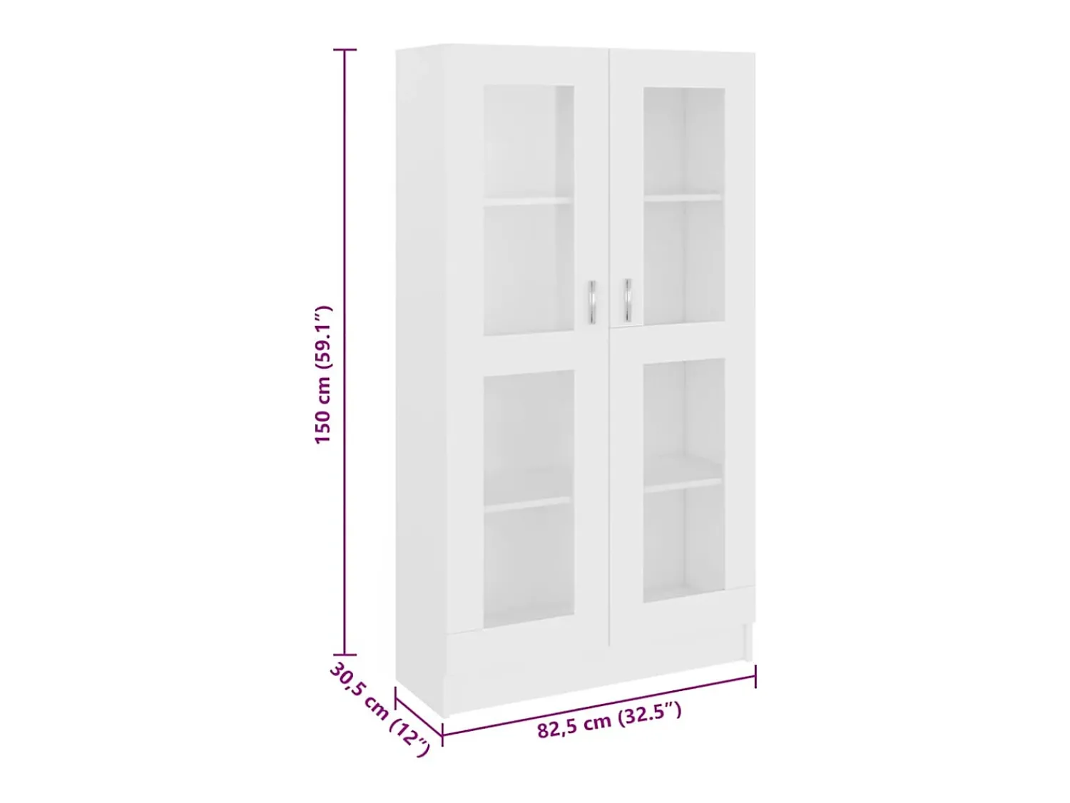 vidaxl Armário vitrine 82,5x30,5x150 cm derivados de madeira^ Vitrina