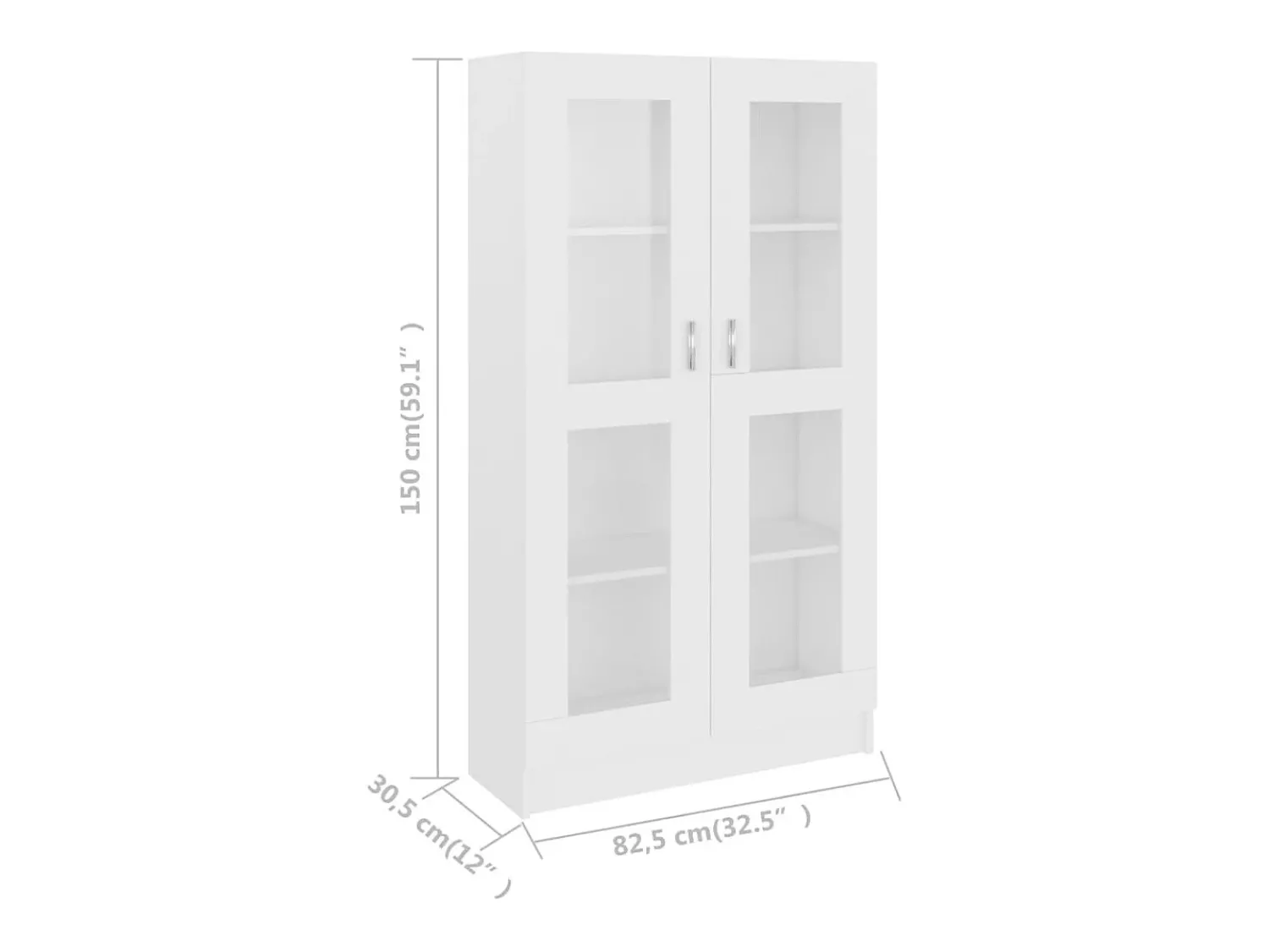 vidaxl Armário vitrine 82,5x30,5x150 cm derivados de madeira^ Vitrina