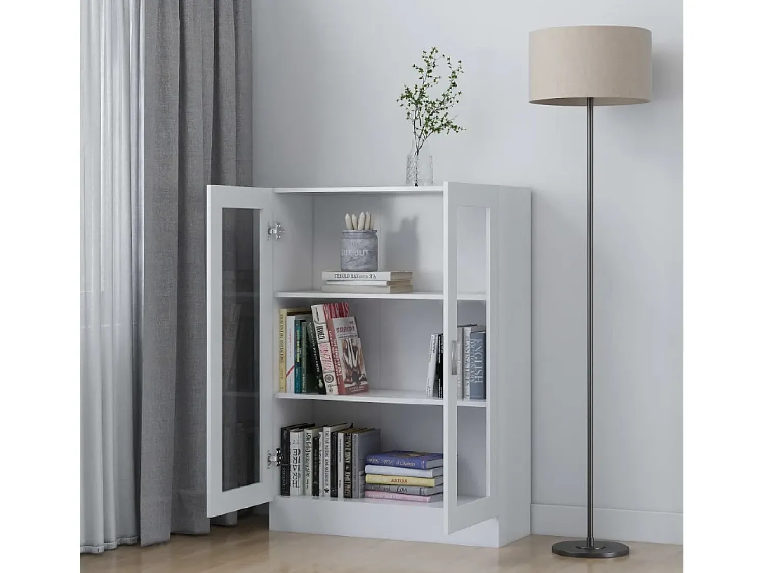 Vitrina* Armário vitrine 82,5x30,5x115 cm derivados de madeira PT570482 Branco