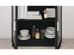 Vitrina*vidaxl Armário vitrine 82,5x30,5x80 cm derivados de madeira Preto
