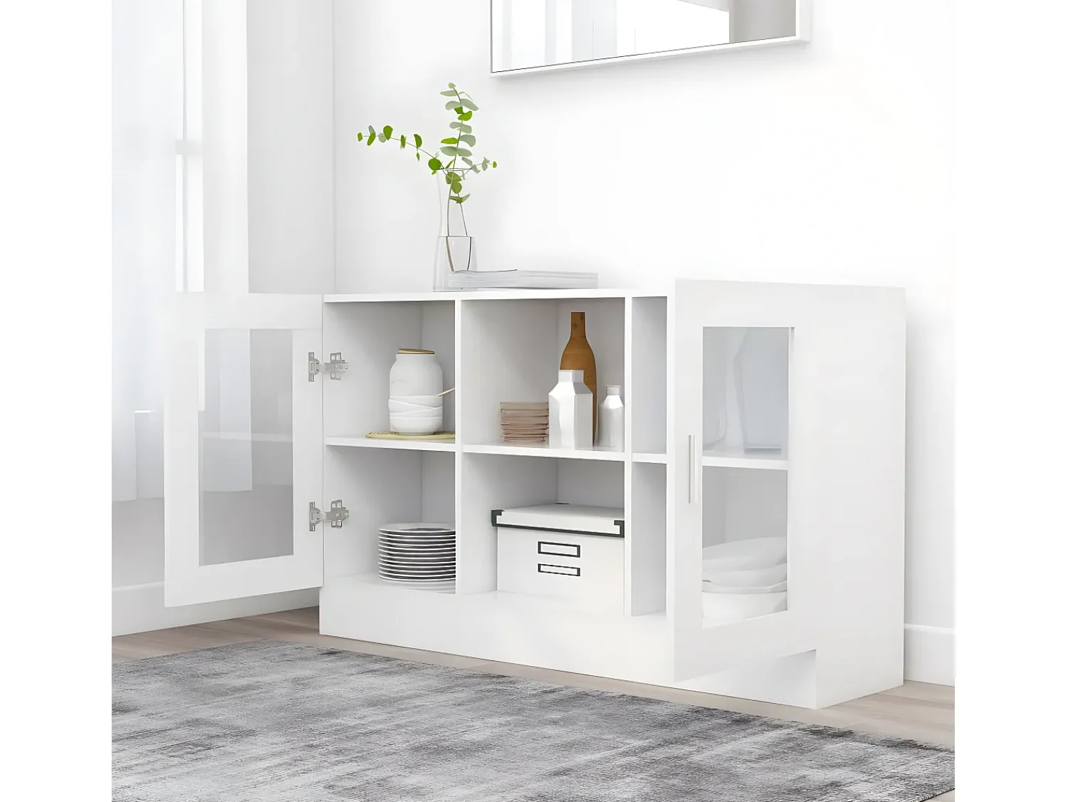 Vitrina* Armário vitrine 120x30,5x70 cm derivados de madeira PT340597 Branco