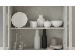 Clearance vidaxl Armário vitrine 82,5x30,5x185,5cm derivados madeira Cinzento