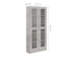 Clearance vidaxl Armário vitrine 82,5x30,5x185,5cm derivados madeira Cinzento