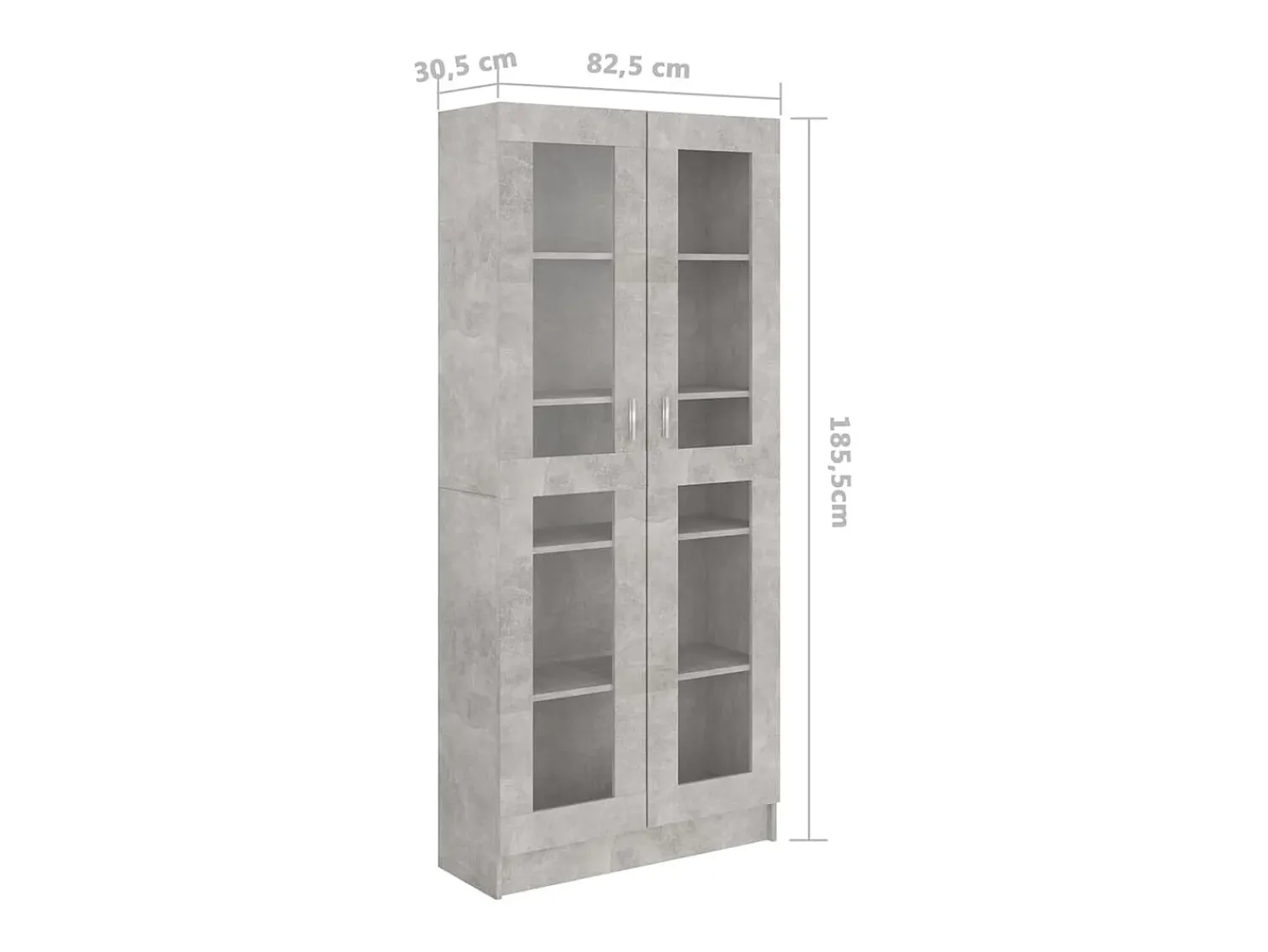 Clearance vidaxl Armário vitrine 82,5x30,5x185,5cm derivados madeira Cinzento