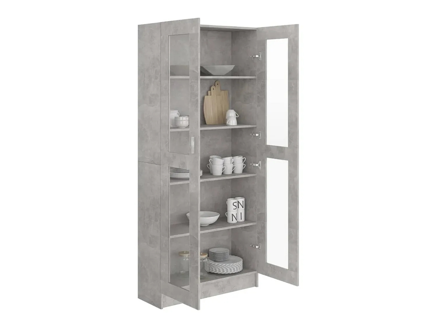 Clearance vidaxl Armário vitrine 82,5x30,5x185,5cm derivados madeira Cinzento